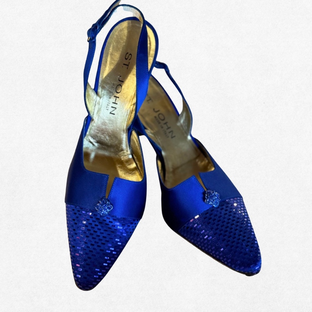 St. John Royal Blue pointed toe sling back heel
